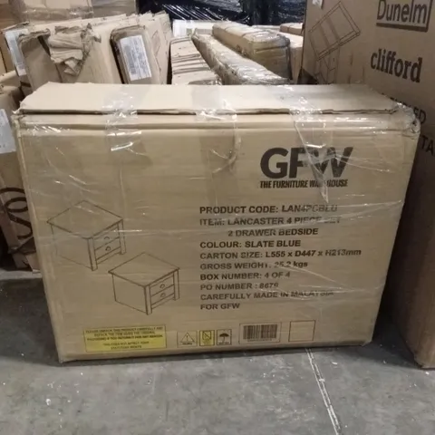 BOXED SET OF 2 GFW LANCASTER BEDSIDE TABLES - SLATE BLUE (1 BOX)