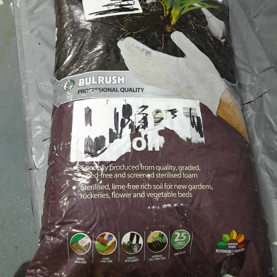 PALLET OF APPROXIMATELY 20 BAGS OF COMPOST/WOOD CHIPPINGS AND PLANTS - COLLECTION ONLY