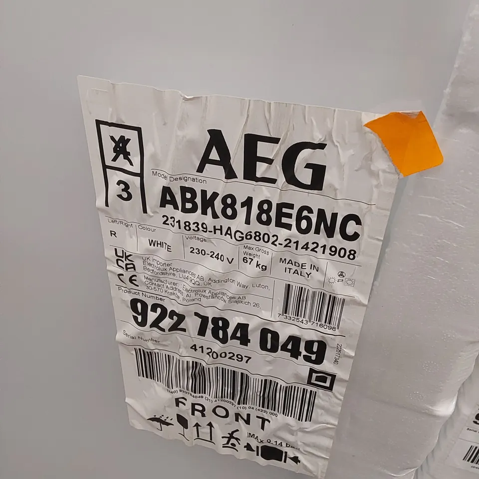 AEG INTEGRATED UPRIGHT 177CM FREEZER MODEL ABK818E6NC RRP £1000