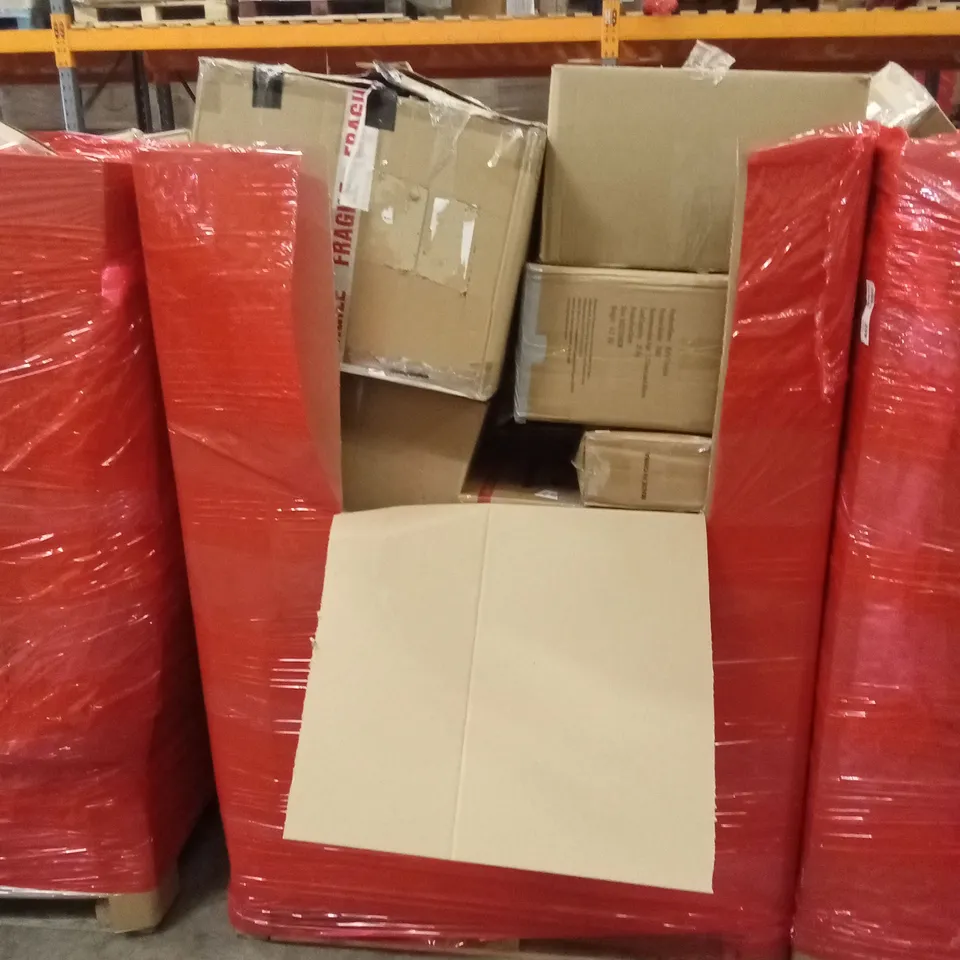 PALLET OF ASSORTED HOUSEHOLD GOODS AND PRODUCTS TO INCLUDE; BALANCE BIKE, KIDS TRICYCLE, BOXED FURNITURE ETC