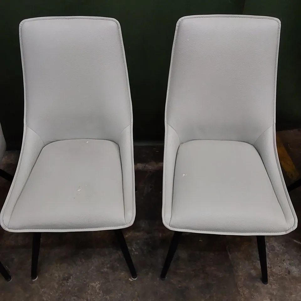 SET OF 6 DESIGNER LEATHER DINING CHAIRS WITH BLACK METAL LEGS