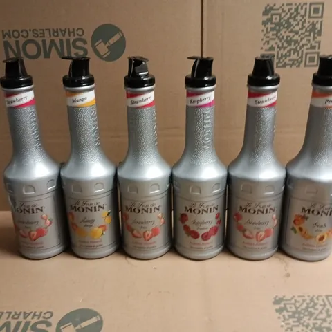 LOT OF 6 BOTTLES OF LE FRUIT DE MONIN FRUIT MIX ASSORTED FLAVOURS 1L PER BOTTLE