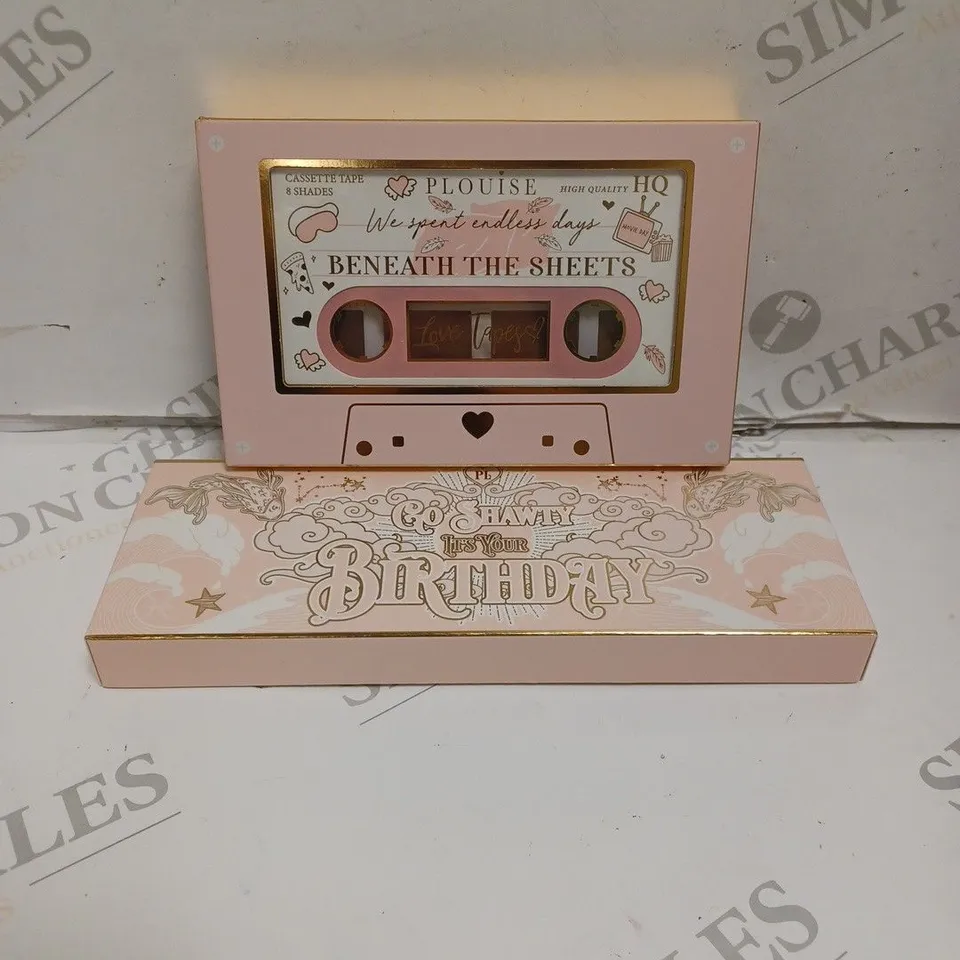 BOX OF 2 PLOUISE BEAUTY PRODUCTS TO INCLUDE BENEATH THE SHEETS PIGMENT PALETTE, GO SHAWTY ITS YOUR BIRTHDAY PIGMENT PALETTE. 