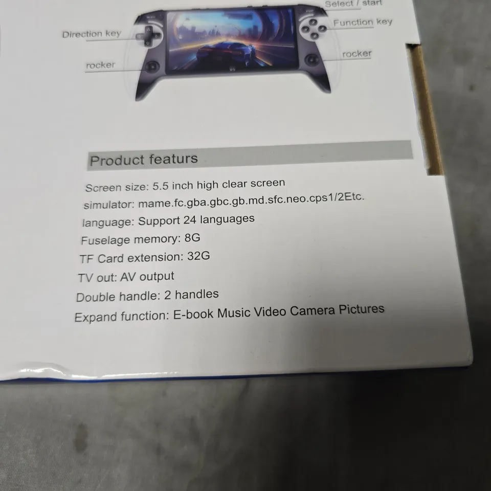 BOXED BLACK HAWK X9 HANDHELD GAME CONSOLE – 5.5-INCH SCREEN 