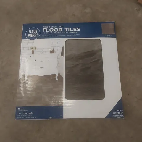 6 X PACKS OF FLOOR POPS PERFECT & STICK VINYL FLOOR TILES - RAVEN // 10 TILES PER PACK