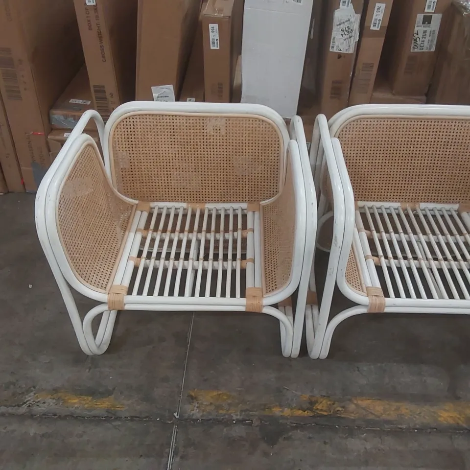 SET OF 3x DESIGNER RATTAN ARMCHAIRS