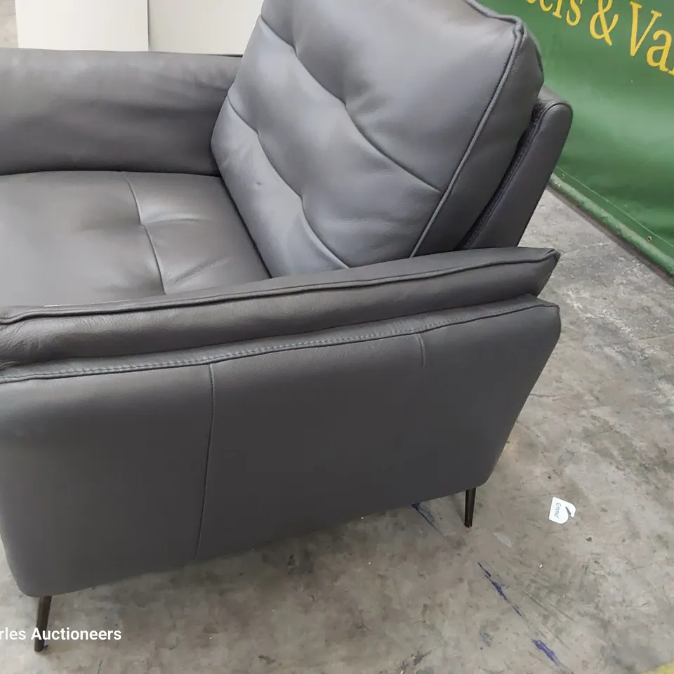 QUALITY ITALIAN DESIGNER BOLZANO POWER RECLINING EASY CHAIR DARK GREY LEATHER 