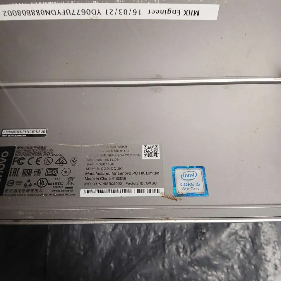 LENOVO MIIX 520-12IKB TABLET WITH STAND – INTEL CORE I5 8TH GEN