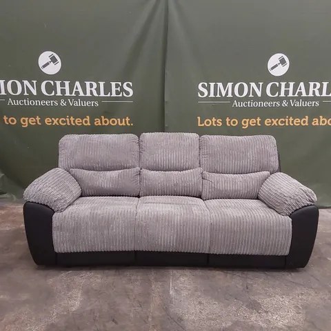 SIENNA FABRIC/FAUX LEATHER HIGH BACK 3 SEATER RECLINER SOFA