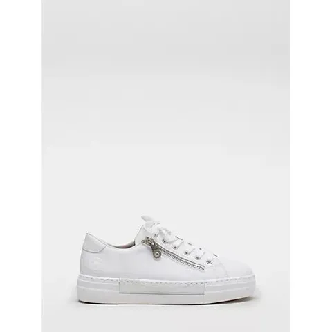 RIEKER LEATHER WHITE PLATFORM TRAINER IN WHITE SIZE 6