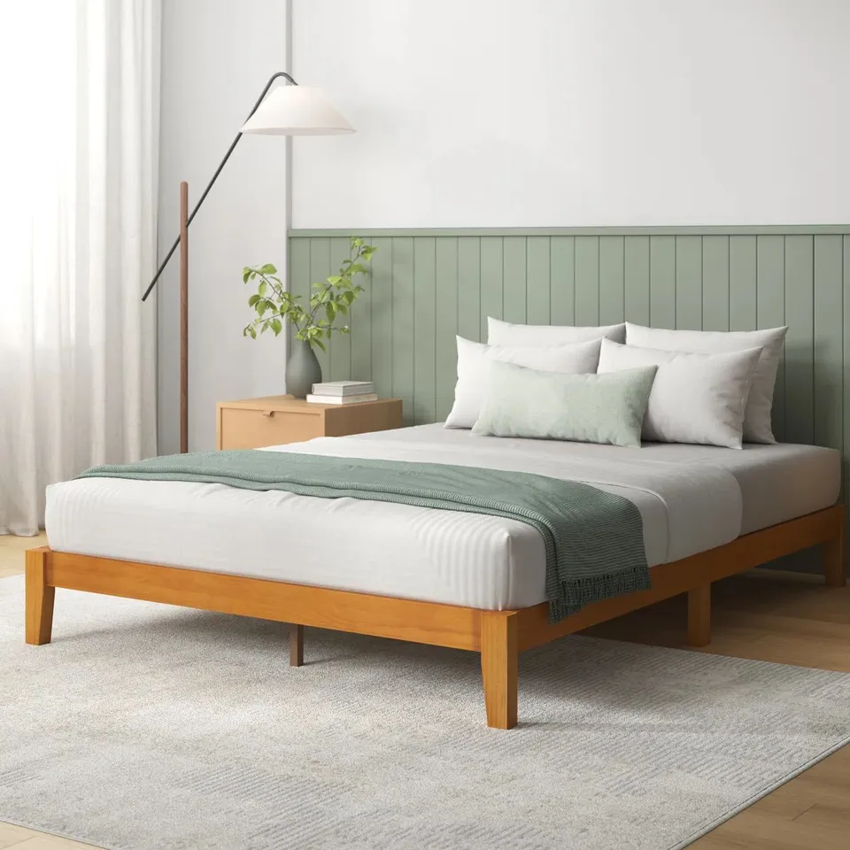 BOXED MIRABELLA DELUXE PLATFORM SOLID WOOD BED FRAME - SIZE UNSPECIFIED 