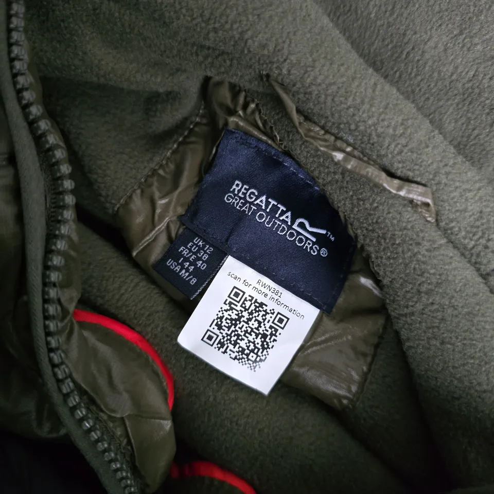 REGATTA TRIEA COAT IN DARK KHAKI - UK 12