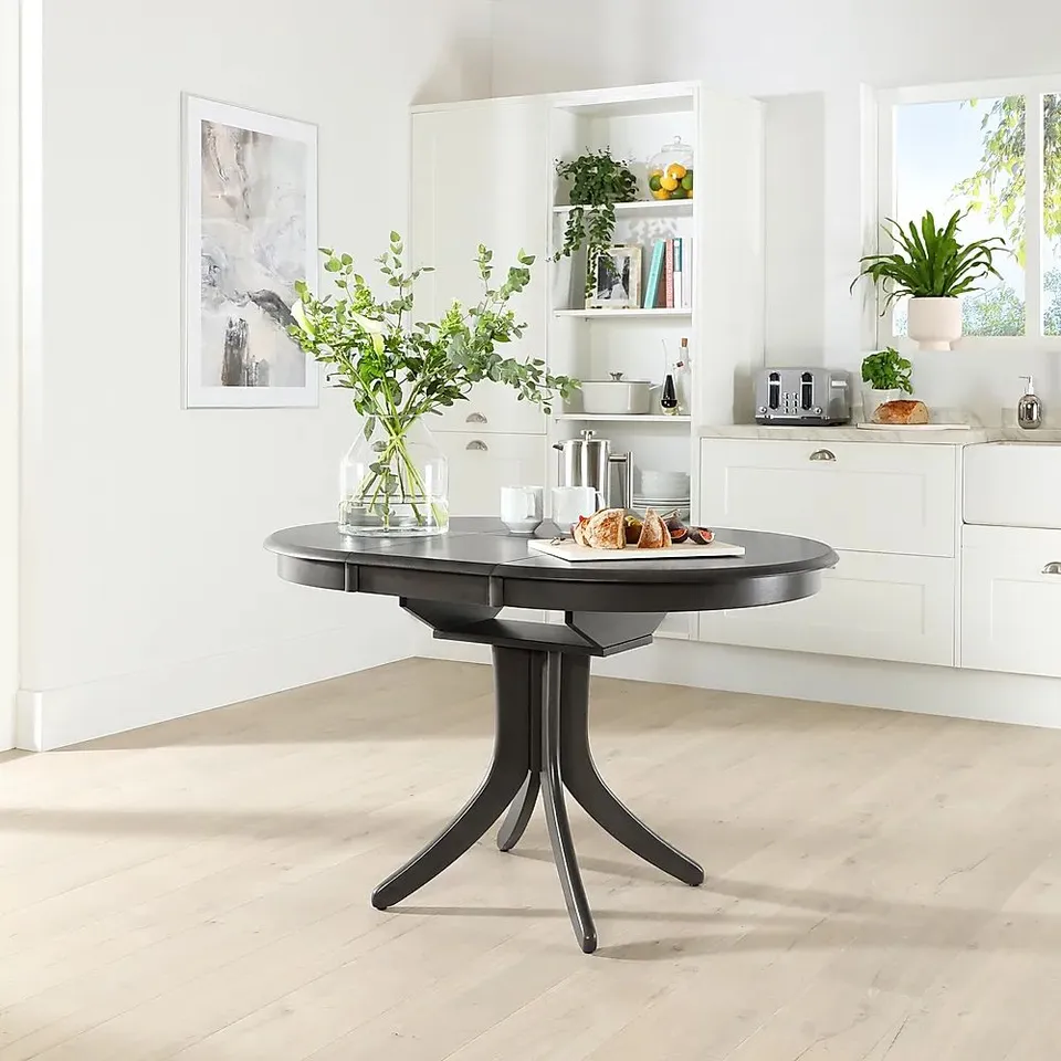 BOXED HUDSON ROUND GREY EXTENDING DINING TABLE 90 - 120cm (1 BOX)