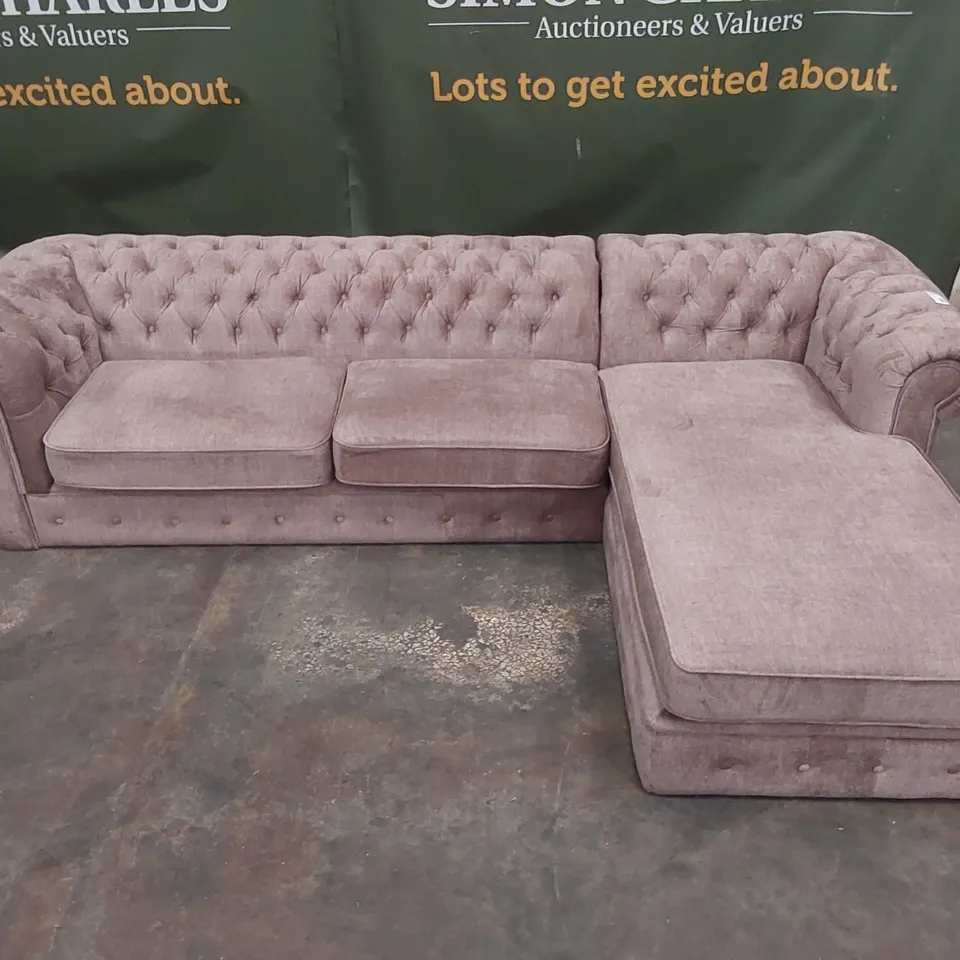 QUALITY DESIGNER LAURA RIGHT HAND CORNER CHAISE SOFA - NATURAL