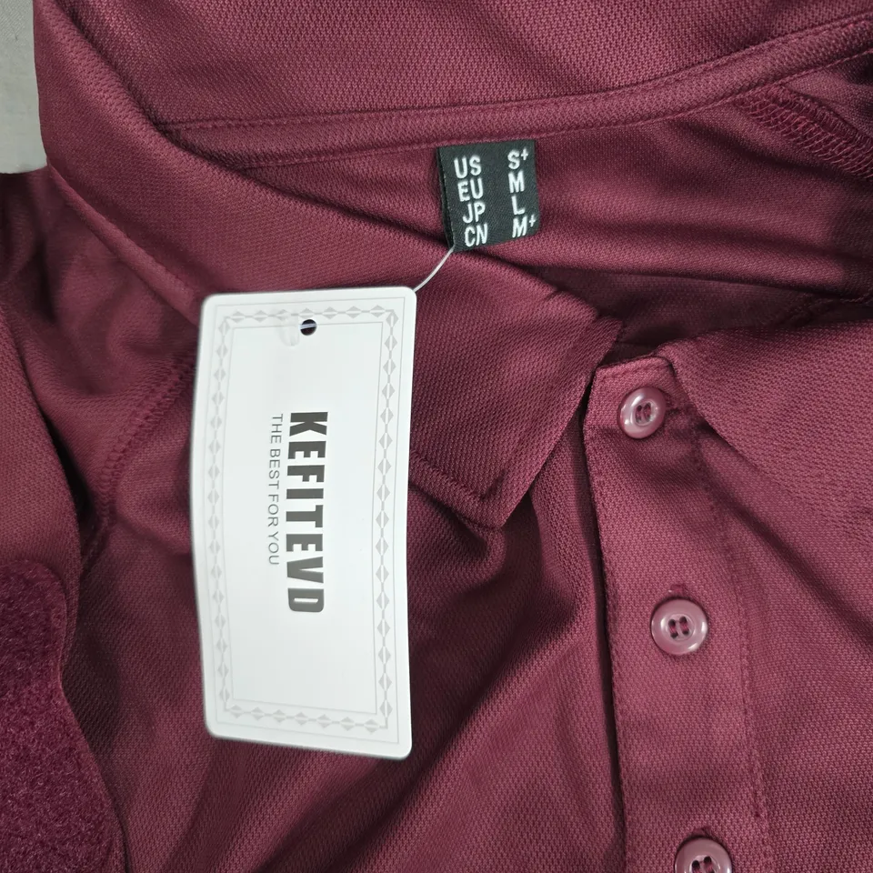 KEFITEVD Maroon polo shirt with Velcro sleeve patches