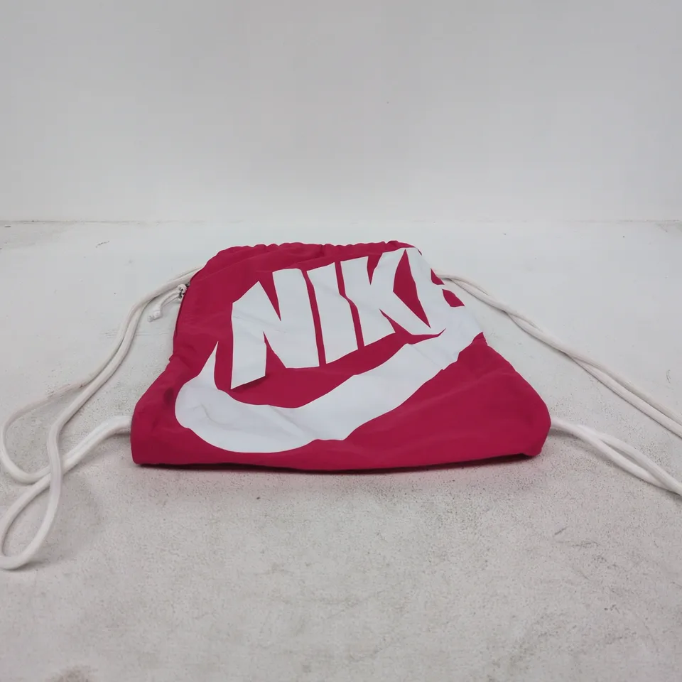 NIKE PINK DRAWSTRING BAG WITH WHITE LOGO
