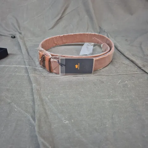 BISON DENIM LEATHER BELT – BROWN, 38MM WIDTH, WITH BOX