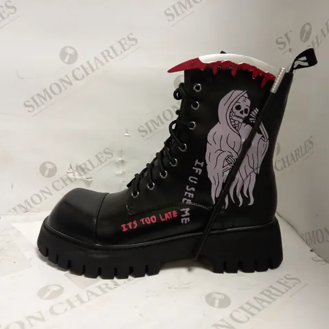 KOI VEGAN GRIM REAPER PLATFORM BOOTS UK SIZE 8