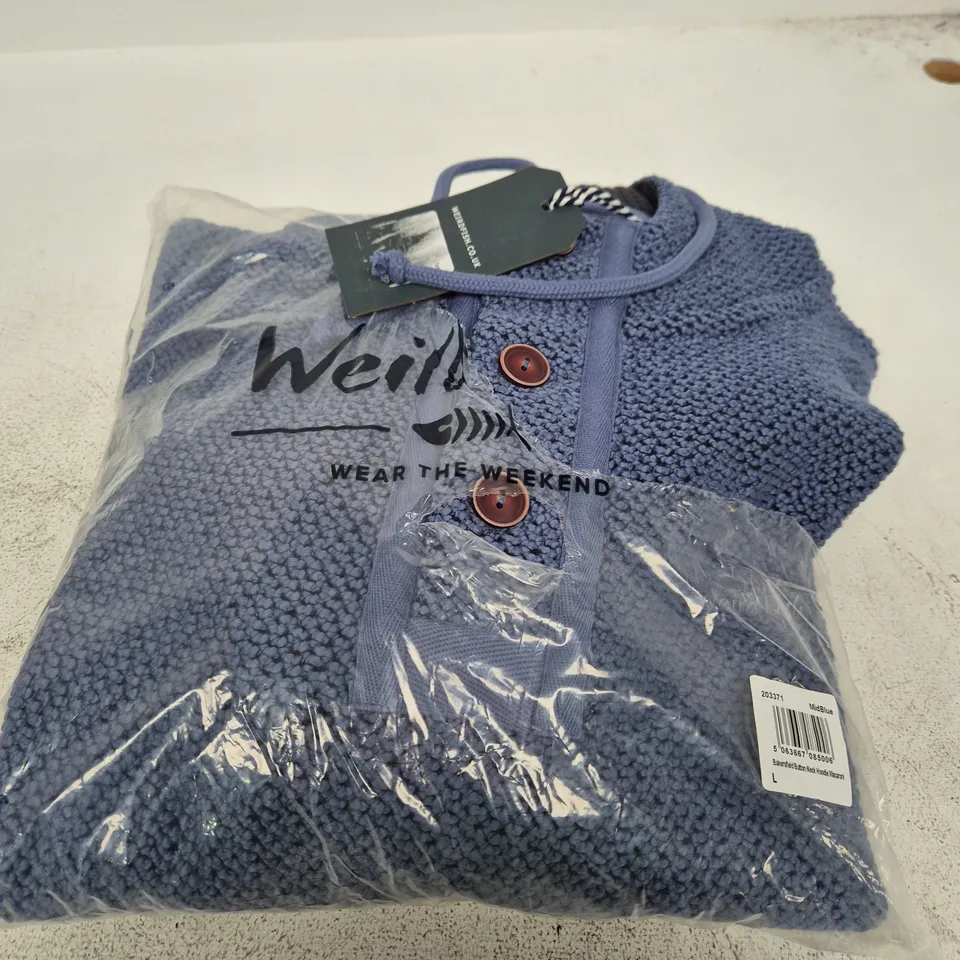 WEIRD FISH BAKERSFIELD BUTTON NECK HOODIE MACARONI – L