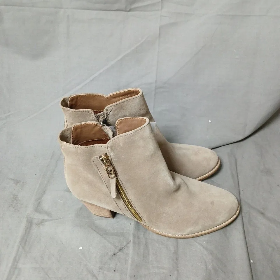 DUNE LONDON PAISLEY ANKLE BOOTS – BEIGE SUEDE, UK 8 (EU 41) 
