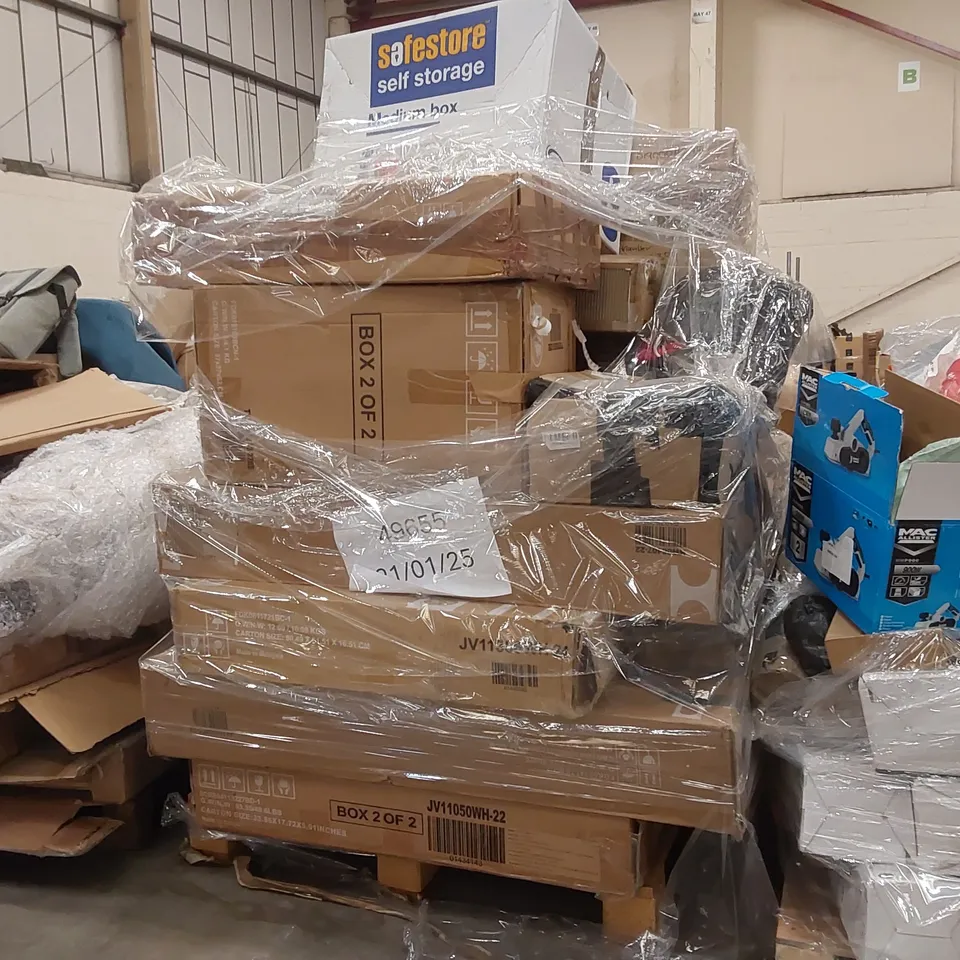 PALLET OF ASSORTED CONSUMER PRODUCTS/FURNITURE PARTS 