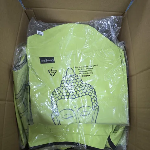 BOX OF APPROXIMATELY 20 SOULSMART BUDDHA PRINT LIME GREEN BAGS