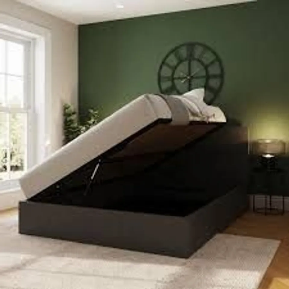 BOXED GFW DOUBLE BLACK SIDE LIFT OTTOMAN BED (2 BOXES)