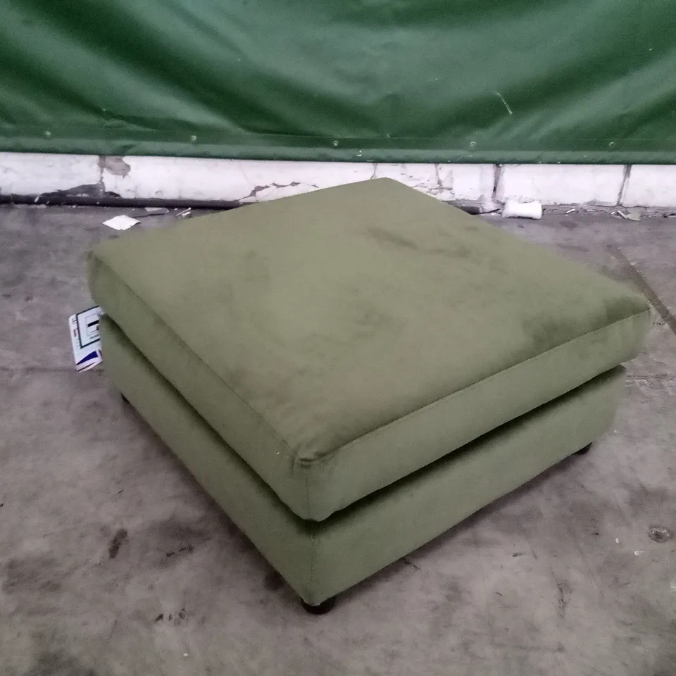 DESIGNER LOUNGE CO ROMILY WOODLAND MOSS FABRIC FOOTSTOOL