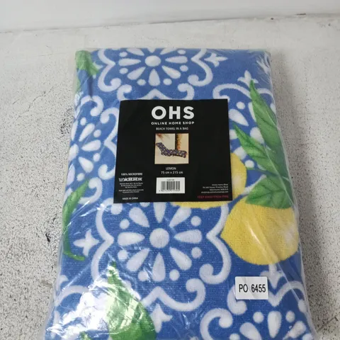 OHS BEACH TOWEL – BLUE FLORAL PATTERN, 75 CM X 215 CM