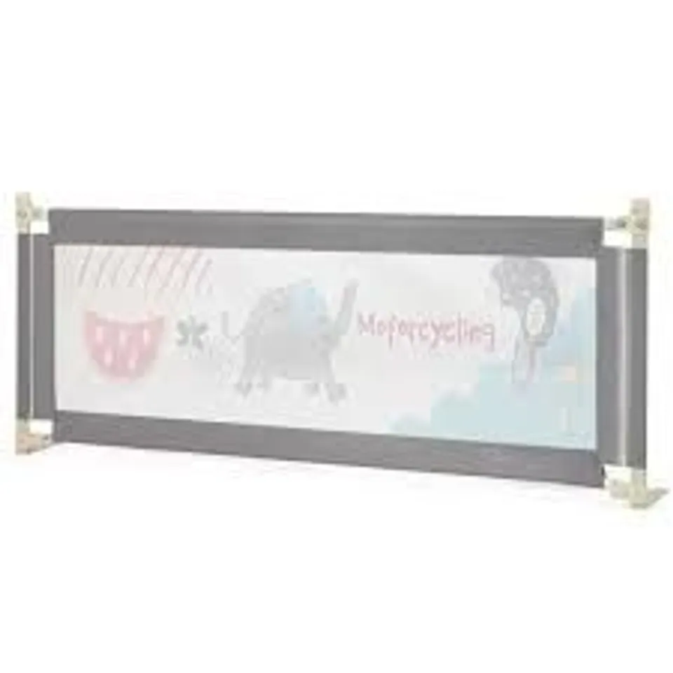 COSTWAY 175CM OXFORD FABRIC HEIGHT-ADJUSTABLE BABY BED RAIL WITH ZIPPER-GREY