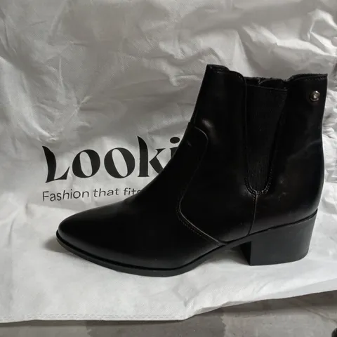 KAOLA BLACK NAPPA LEATHER HEEL BOOTS, WOMEN'S ANKLE BOOTS, UK7 (EU40)