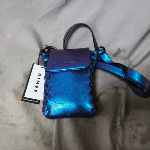 AIMEE LEATHER CROSSBODY BAG – METALLIC BLUE