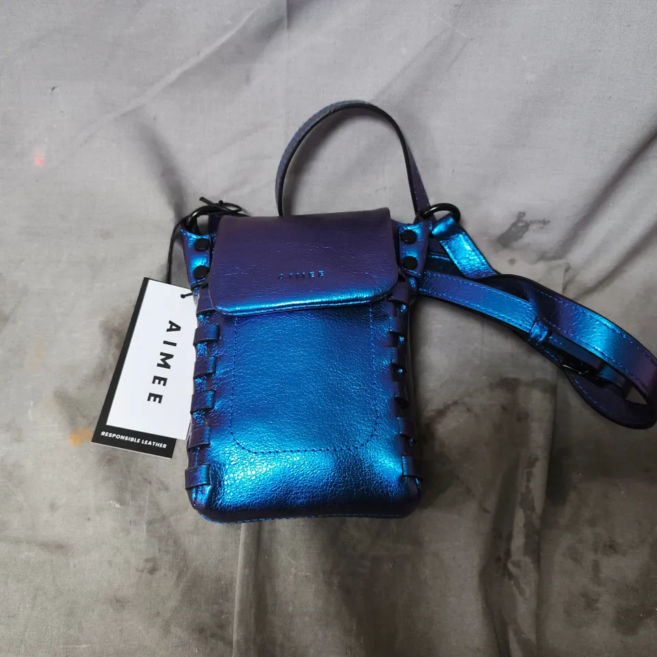 AIMEE LEATHER CROSSBODY BAG – METALLIC BLUE