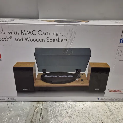 LENCO LS-300WD BELT DRIVE TURNTABLE WITH BLUETOOTH AND WOODEN SPEAKERS