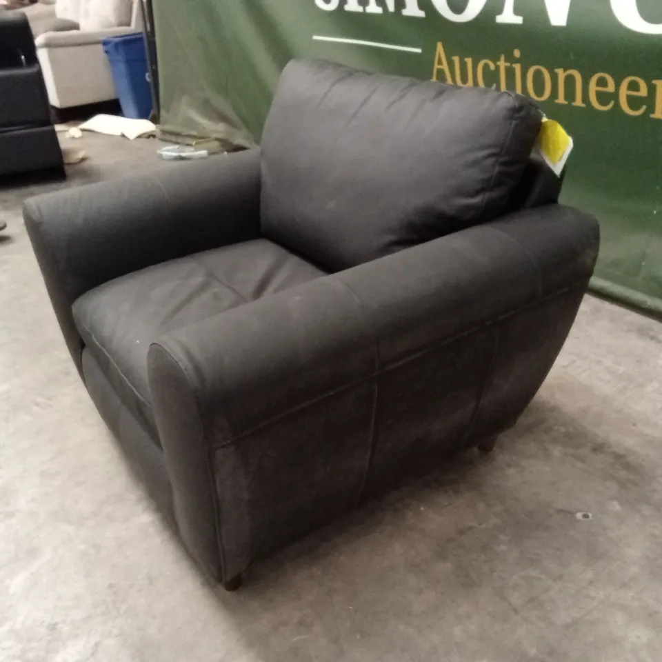 SHAY ITALIAN LEATHER ARMCHAIR - BLACK RRP £599