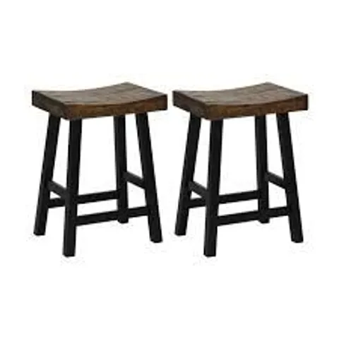 BOXED COSTWAY BROWN SADDLE BAR STOOL SET OF 2