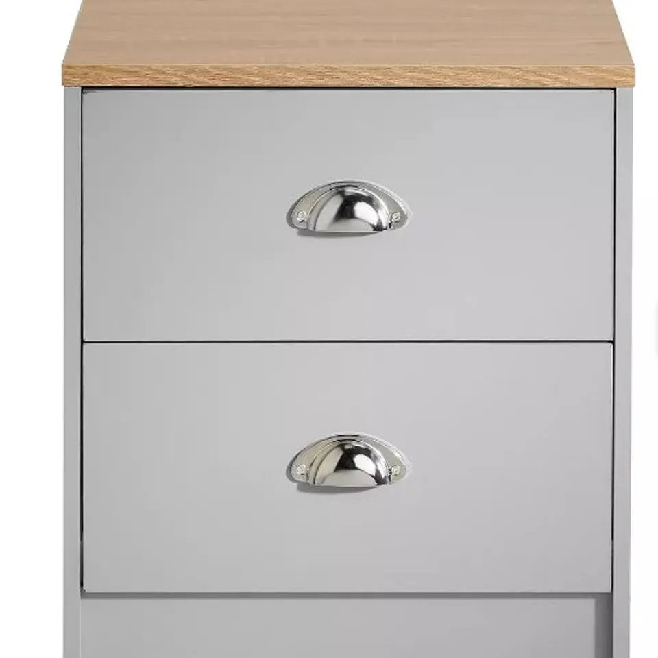 LLOYD PASCAL GREY & OAK EFFECT 2 DRAWER BEDSIDE CABINET - COLLECTION ONLY