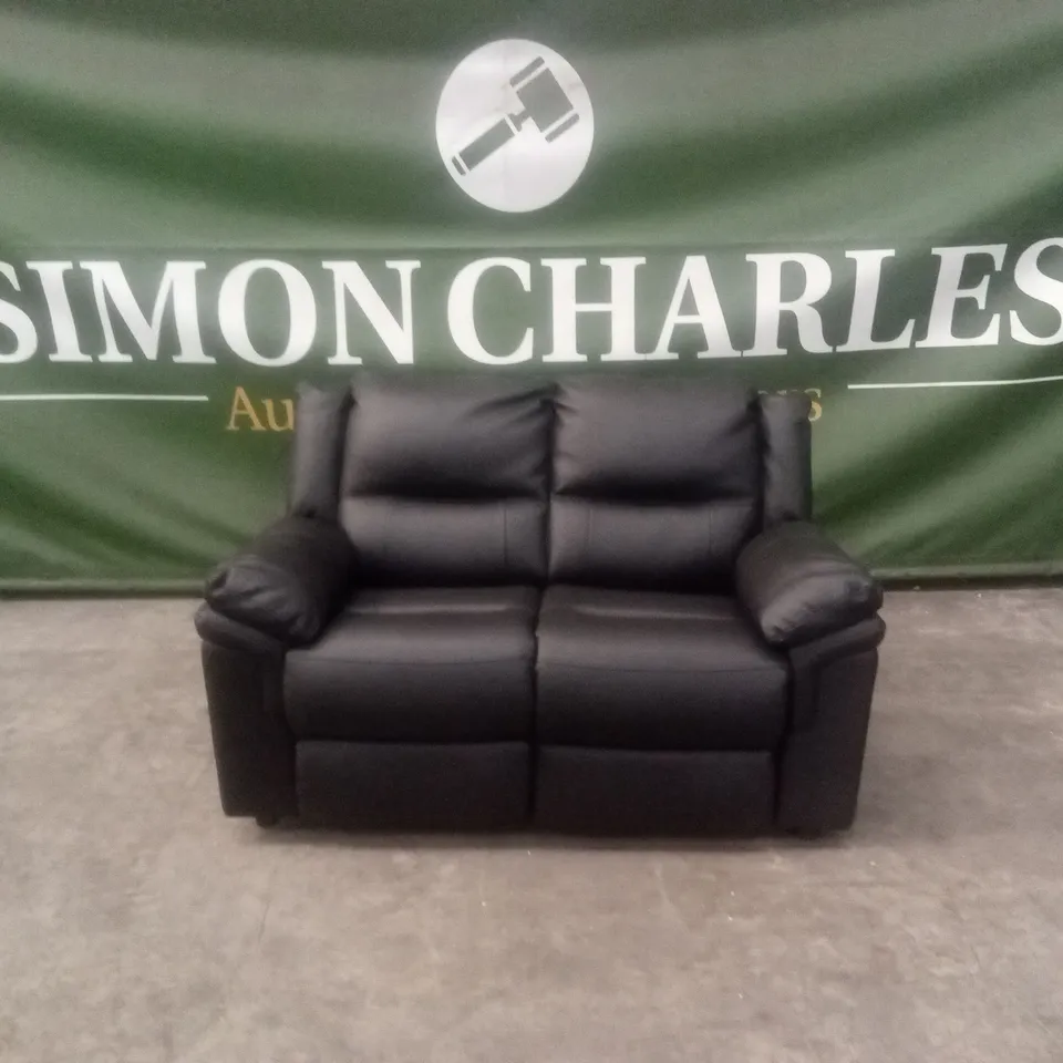 ALBION LUXURY FAUX LEATHER HIGH BACK 2 SEATER SOFA - BLACK RRP £519