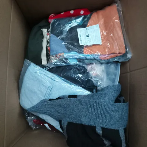 LARGE BOX OF APPROXIMATELY 25 ASSORTED CLOTHING ITEMS IN VARIOUS COLOURS, STYLES AND SIZES - COLLECTION ONLY