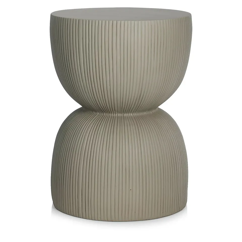 K BY KELLY HOPPEN RIBBED GARDEN CEMENT PEDESTAL TABLE