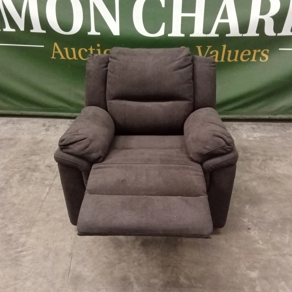 ALBION CHENILLE HIGH BACK MANUAL RECLINER ARMCHAIR - CHARCOAL RRP £479