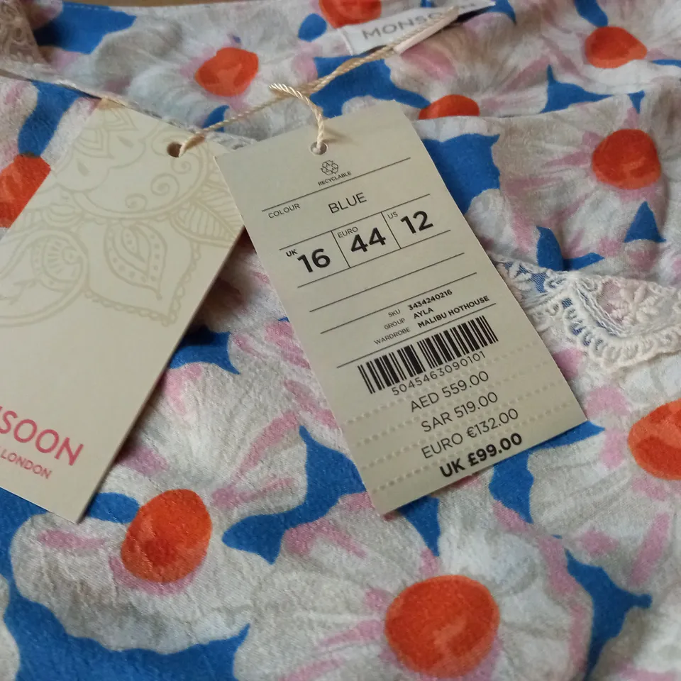 MONSOON FLORAL PRINT DRESS - UK 16