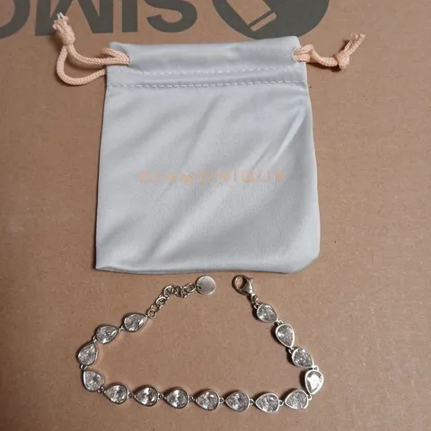 DIAMONIQUE SIMULATED DIAMOND TEARDROP BRACELET