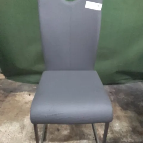 DARK GREY LEATHER DINING CHAIR