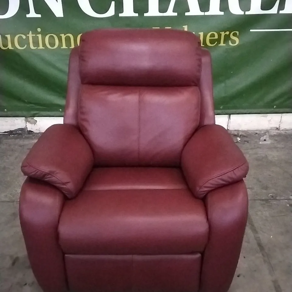QUALITY BRITISH DESIGNED & MANUFACTURED G PLAN KINGSBURY POWER RECLINER CAPRI CLARET LEATHER ARMCHAIR 