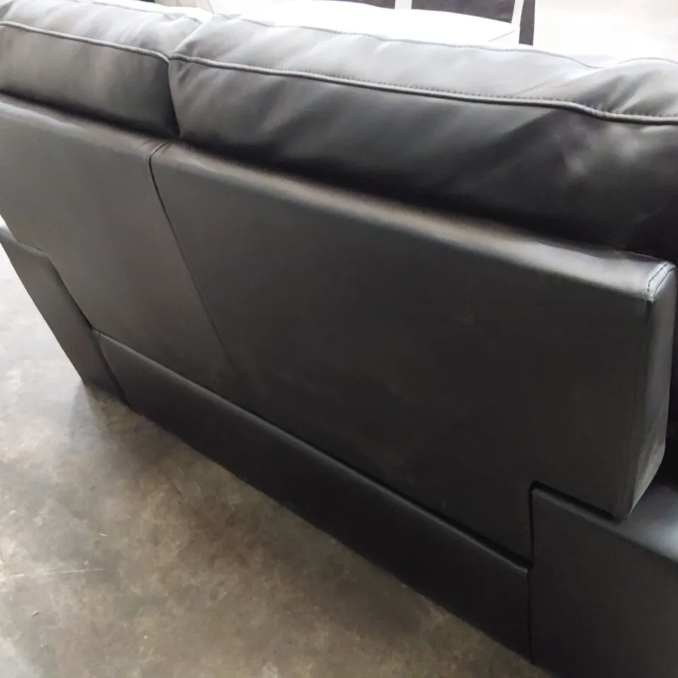 DESIGNER TWO SEATER SOFA BLACK LEATHER 