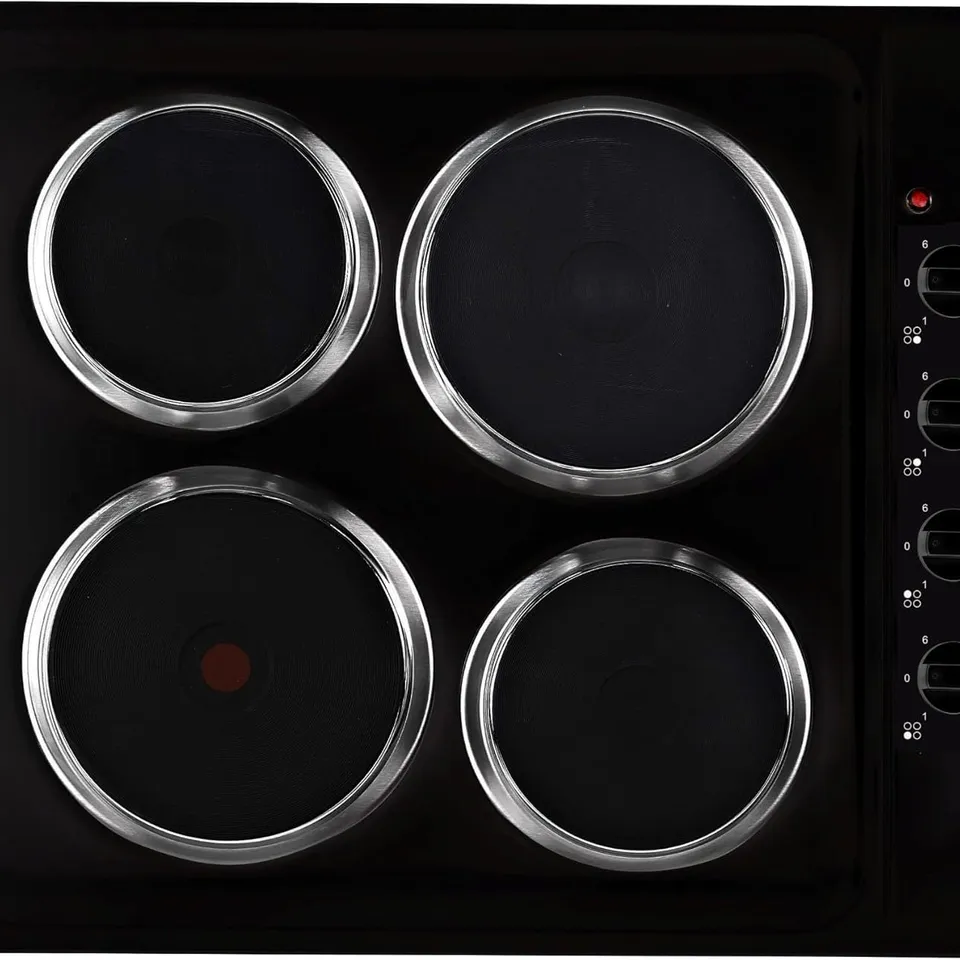 BOXED COOKOLOGY SEP602BK 60CM BUILT-IN SOLID PLATE HOB 4 ZONE – BLACK