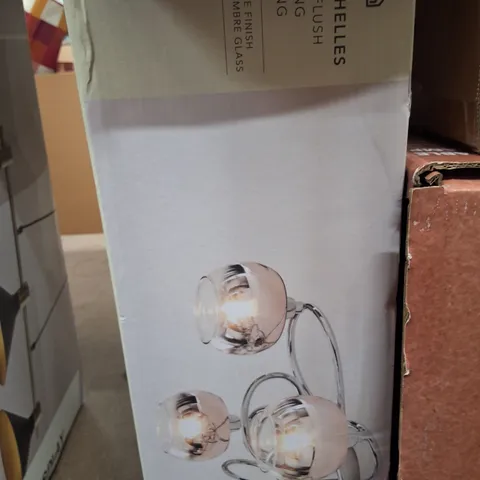 BOXED DUNELM SEYCHELLES SEMI-FLUSH CEILING LIGHT β CHROME FINISH WITH OMBRE GLASS