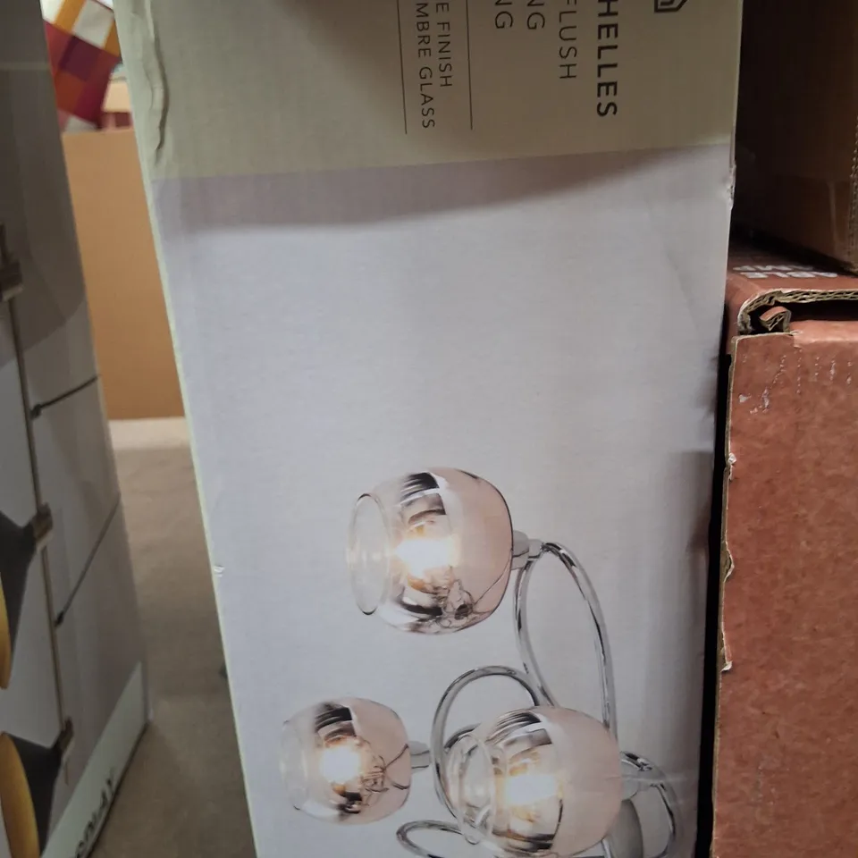 BOXED DUNELM SEYCHELLES SEMI-FLUSH CEILING LIGHT – CHROME FINISH WITH OMBRE GLASS