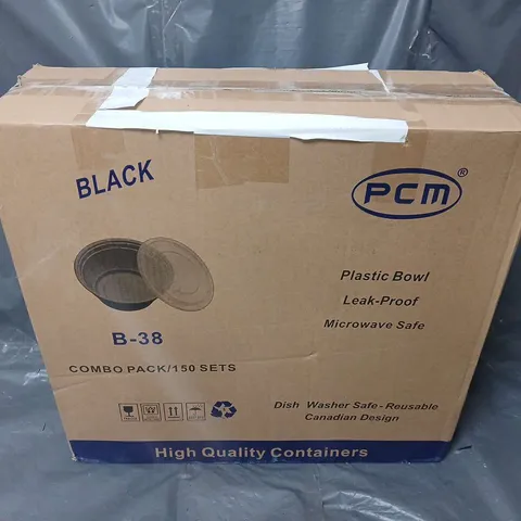 BOXED PCM PACK OF 150 PLASTIC BOWLS WITH LIDS